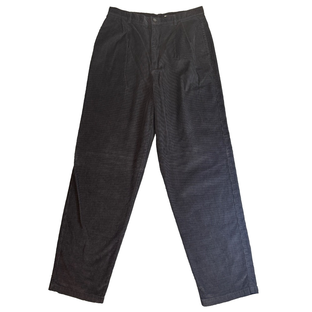 Eddie Bauer Women's Corduroy Pants Size 14 High Rise Relaxed Fit Black